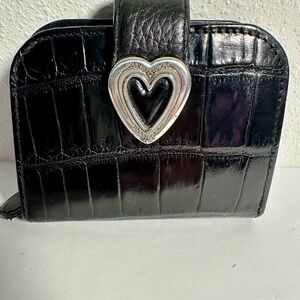 BRIGHTON COLLECTIBLES: Black Crocodile Leather Small Wallet